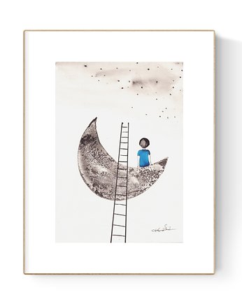 Grafika 21X30 malowana ręcznie na papierze, MiniMalArt