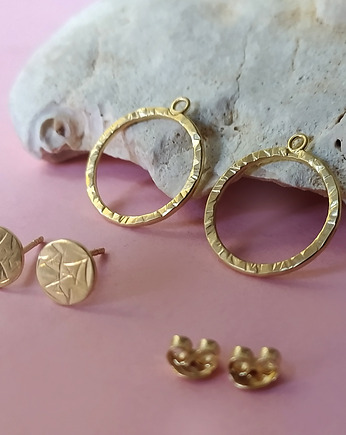 Kolczyki DOUBLE RINGS, srebro 925 pokryte 24K złotem, Friedman Jewelry