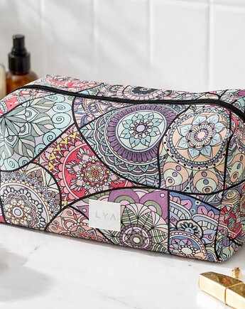 Kosmetyczka damska duża wodoodporna etui kuferek organizer mandala ornament, Uszyciuch
