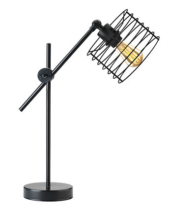 Czarna regulowana lampa biurkowa z drucianym kloszem NEAPOL LOFT, lampy loftowe LYSNE LOFT