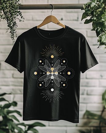 Koszulka - Święta geometria - Cykady z gwiezdnym ornamentem, Black Sapphire Art