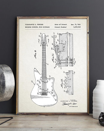 Plakat Gitara elektrycza Fender - patent, minimalmill