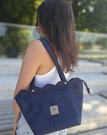 Zamszowa torebka z falami Granatowa, sabi tatka