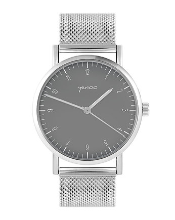 Zegarek - Simple szary - bransoleta mesh, OKAZJE - Prezenty na 18 dla chłopaka