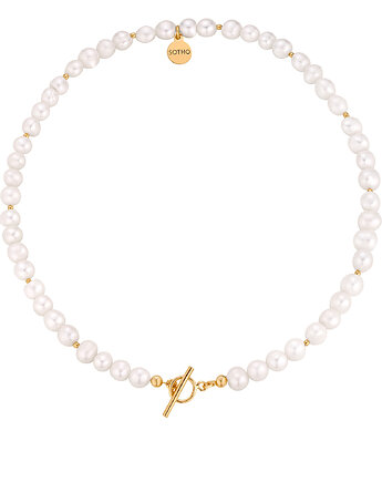 Złoty naszyjnik z pereł naturalnych z ozdobnym zapięciem, SOTHO