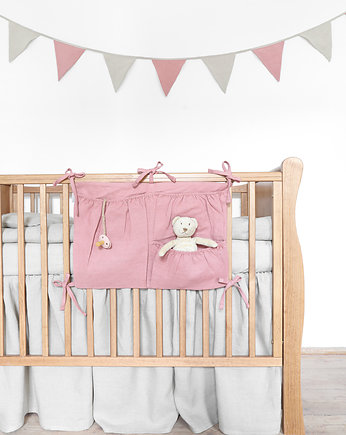 Lniany organizer na łóżeczko - dusty pink, OSOBY - Prezent dla dwulatka