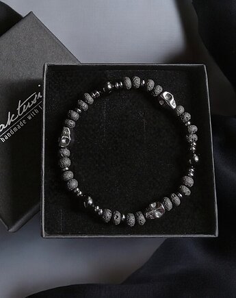 CZACHY :skulls : turmalin, lawa, hematyt : glam rock : męska bransoletka