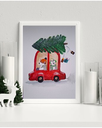 Ilustracja świąteczne pieski, ma.grafka