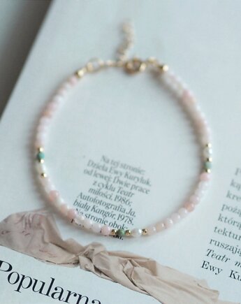 Bransoletka klasyczna N106  opal, turkus, perła, Le mineral