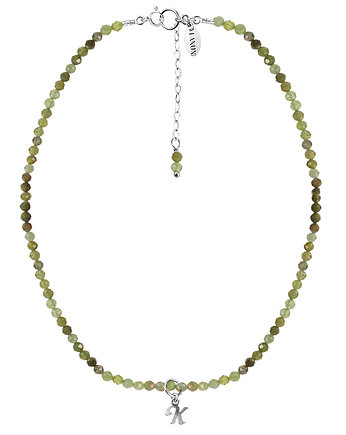 CHOKER VERA z granatem i literką - srebrny, LANUN