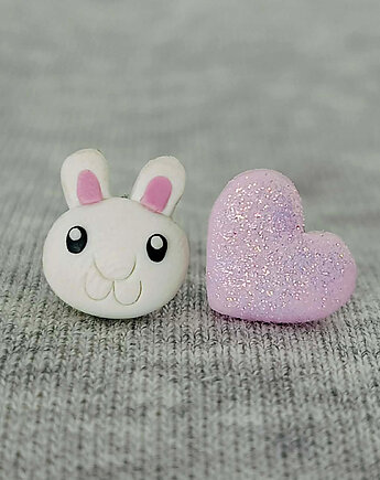 Pastelowe Kolczyki Króliczek I Serduszko, OMIFIMO