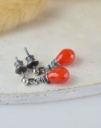 Karneol krople - srebrne kolczyki, Sunflower Kornelia Kubinowska