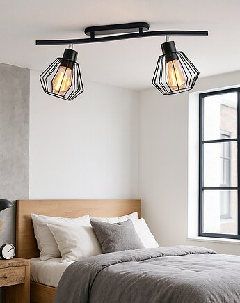 Czarna 2-płomienna lampa sufitowa do salonu z regulacją VOSS LOFT, lampy loftowe LYSNE LOFT