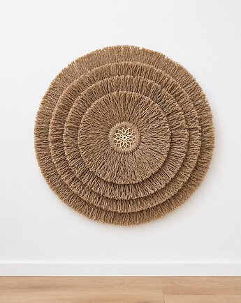 Duża okrągła ozdoba ścienna do salonu,  bojo, wabisabi, japandi, makrama, MiAdi