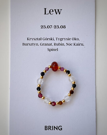 Pierścionek elastyczny znak zodiaku Lew pozłacany, Bring Biżuteria