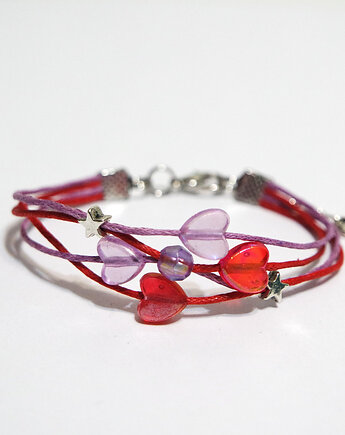 Bransoletka - Serca, gwiazdki - sznureczki, yenoo