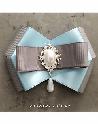 Brosza Błękitna z perłami New, Pudrowy Różowy