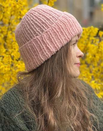 Przejściowa czapka Dimma z alpaki różowa, Made by Jaga