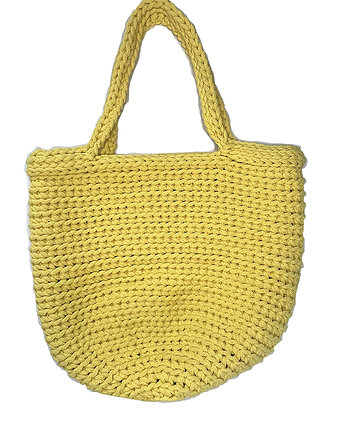 Torba ze sznurka bawełnianego typu shopper bag żółta, Made by Jaga