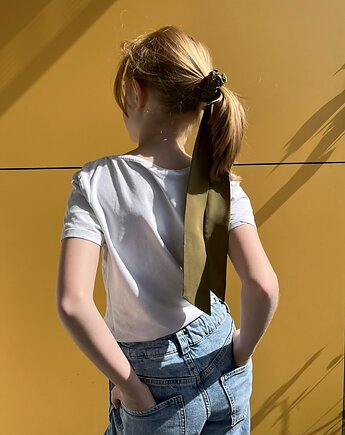 Zielona srunchie Silva z odwiązywaną szarfą 87 cm, Volie Line