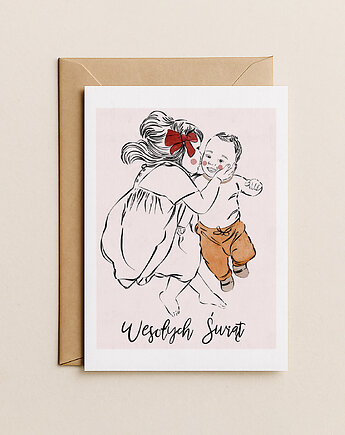 Kartka świąteczna z dziećmi, Mint In Paper