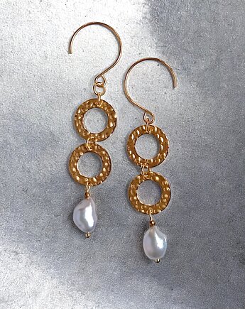 LUX. Srebrne perły - unikatowe kolczyki - długie, kaktusia