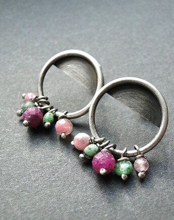 Kolczyki srebrne  Rubin i zoisyt, Memero