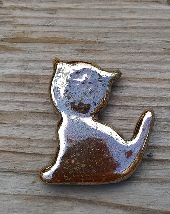 Ceramiczny magnes kot złoty, Gliniana Koniczynka