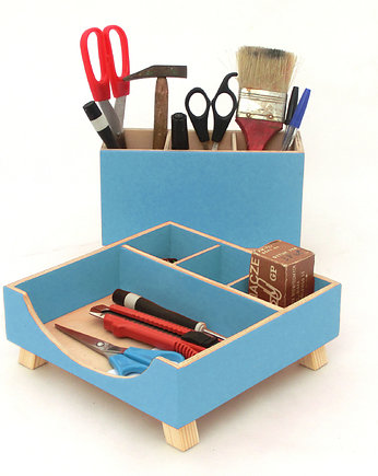 ORGANIZER - PRZYBORNIK NA BIURKO- turkusowy, Clock Wood Studio