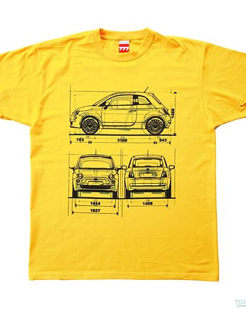 koszulka FIAT 500 NEW YELLOW tshirt, 777 Tshirts