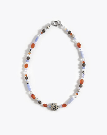 Niebiesko-pomarańczowy naszyjnik z kamieni naturalnych, ech studio