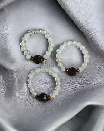 Pierścionek : turmalin, kryształ górski, kaktusia