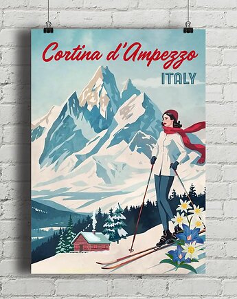 Plakat Cortina di Ampezzo Włochy, minimalmill