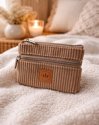 Dwustronny sztruksowy portfel Beżowy, sabi tatka