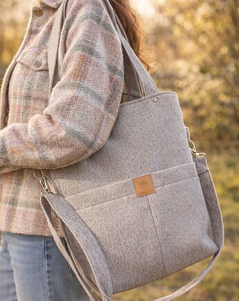 Torebka na ramię z plecionki tapicerskiej Beżowa, sabi tatka