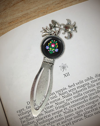 Zakładka do książki - Folkowy czarny - lilia, yenoo