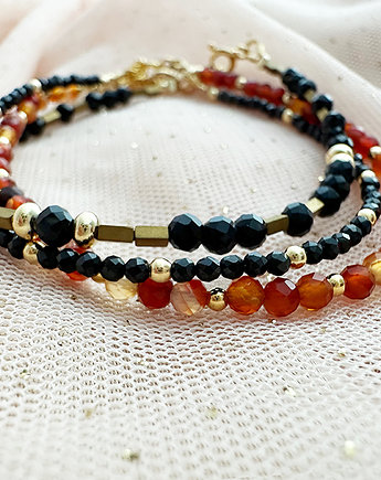 Komplet Bransoletek z onyksów i agatu, Anemon Atelier