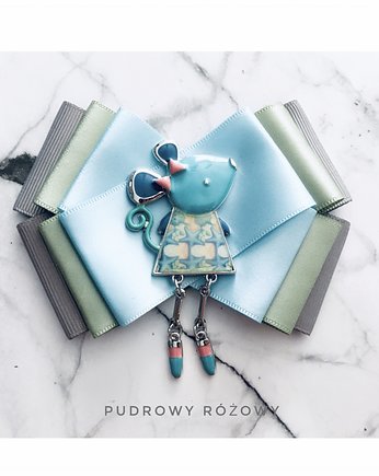 Brosza  z Myszką w stylu Pop Art, Pudrowy Różowy