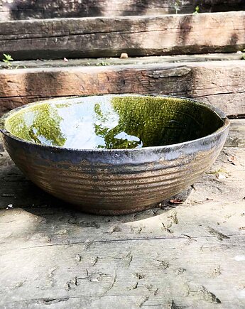 Umywalka Ceramiczna Nablatowa Ręcznie Robiona w Ciemnej Butelkowej Zieleni, Ceramika Nastawka