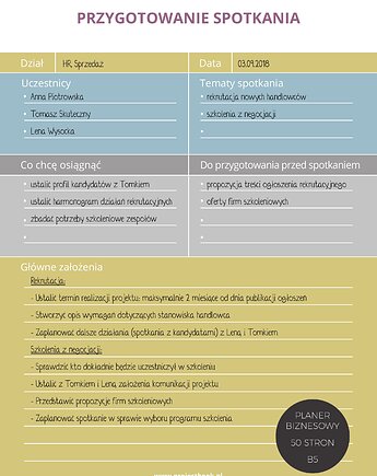 Planer Prepare Yourself, Projectbook