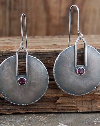 Kolczyki srebrne granat rodolit, mzstudio