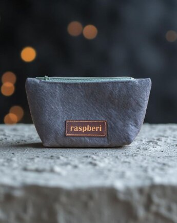 Ciemnoszara filcowa kosmetyczka mini, raspberi
