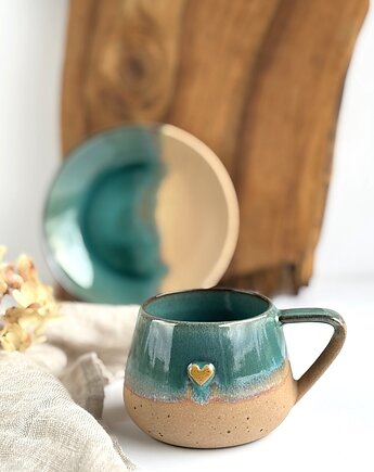 Filiżanka Beczułka ręcznie robiona z sercem 250 ml - Rajska plaża, Studio Tyka