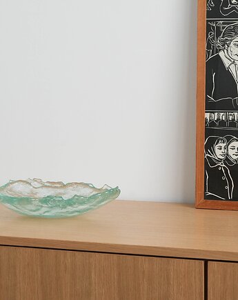 Patera szklana, duński design, lata 70, produkcja: Dania, Przetwory design