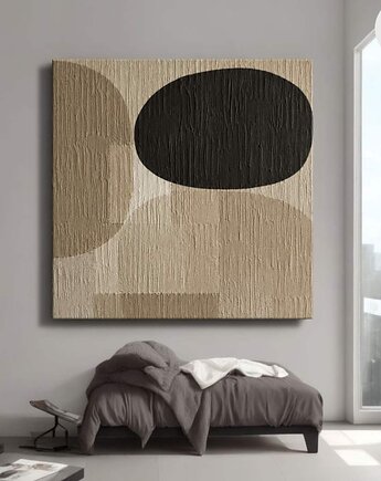 Obraz abstrakcja czerń beż krem brązowy - pasuje do każdego wnętrza, art and texture