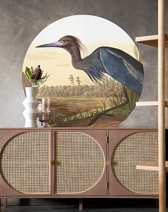 Dots Bird Grass - samoprzylepna tapeta w kształcie koła, wallcolors