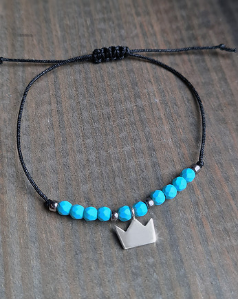 KRÓLOWA - turkus i srebro 925, bransoletka korona, COCONUT