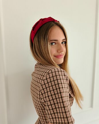 Opaska marszczona jedwabna opaska do włosów opaska na włosy burgundy rose, Capillum
