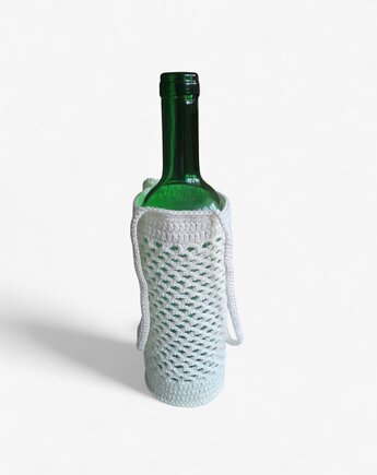 Ręcznie robiona ozdobna osłonka na butelkę, Malowane Nitki