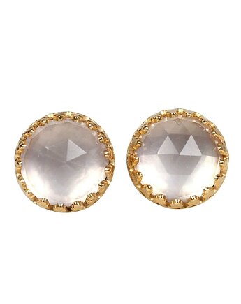 Kolczyki złote sztyfty Mignon z kwarcem różowym, Blooming Stones